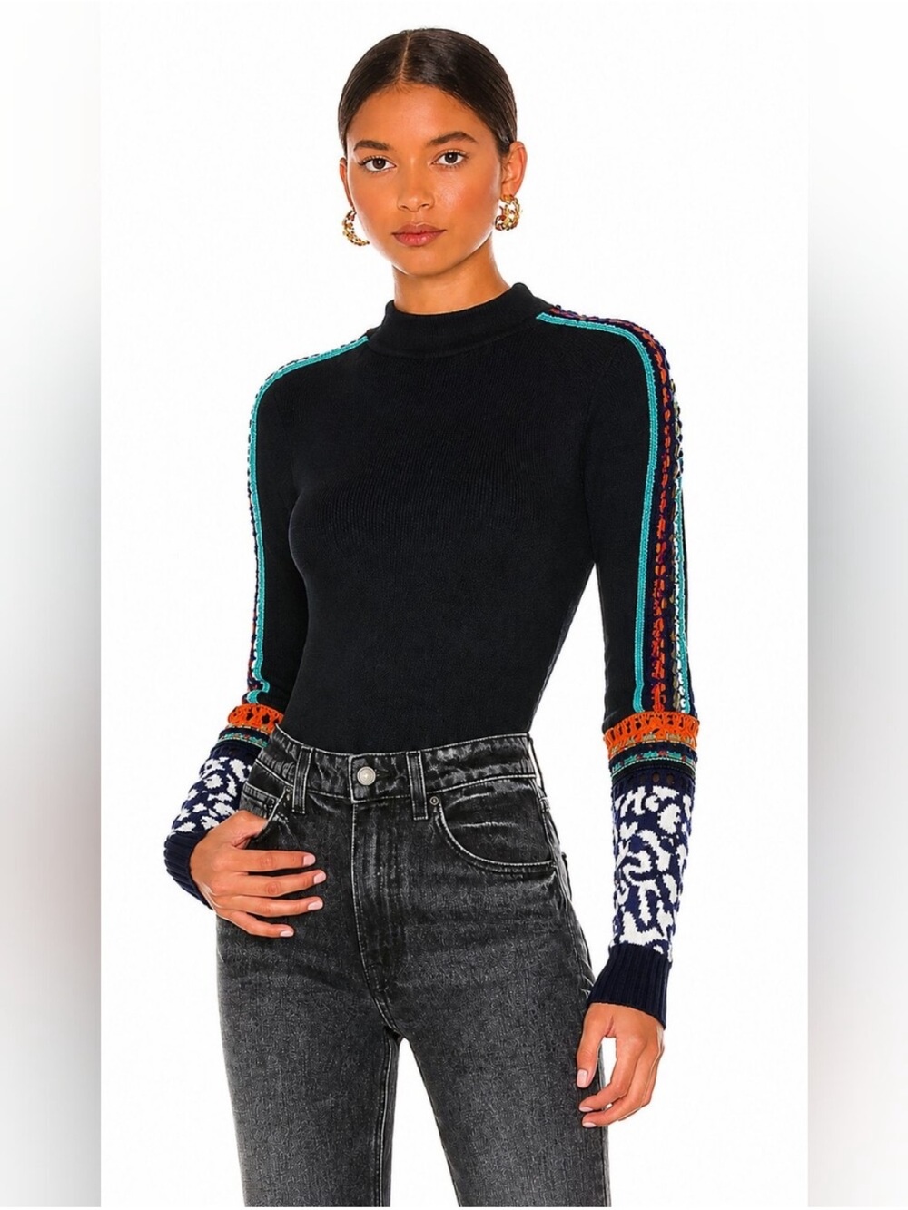 FREE PEOPLE SWITCH IT UP THERMAL TOP, medium - CROCHET PATCHWORK BOHO INDIE